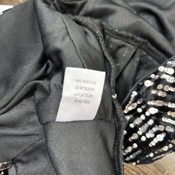 Emerald Sundae Silver Sequin Velvet Wide Leg Jumpsuit Womens XS Black Party - Picture 13 of 14